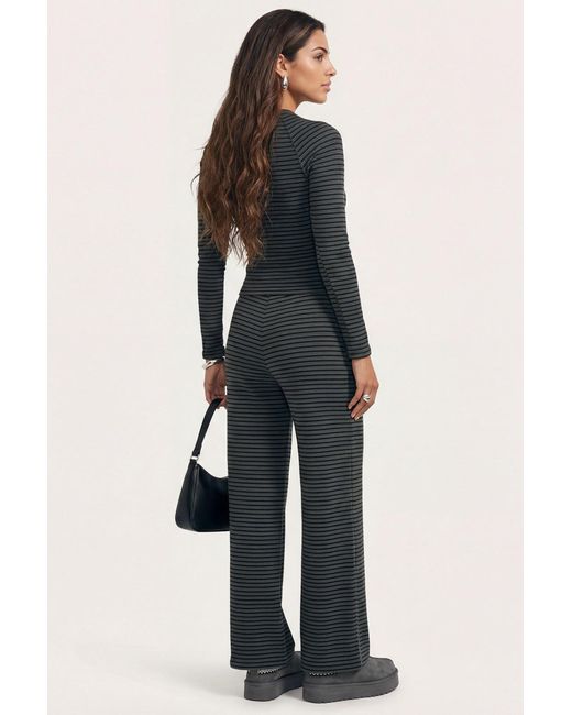 Urban Bliss Gray Jersey Striped Wide Leg Trouser