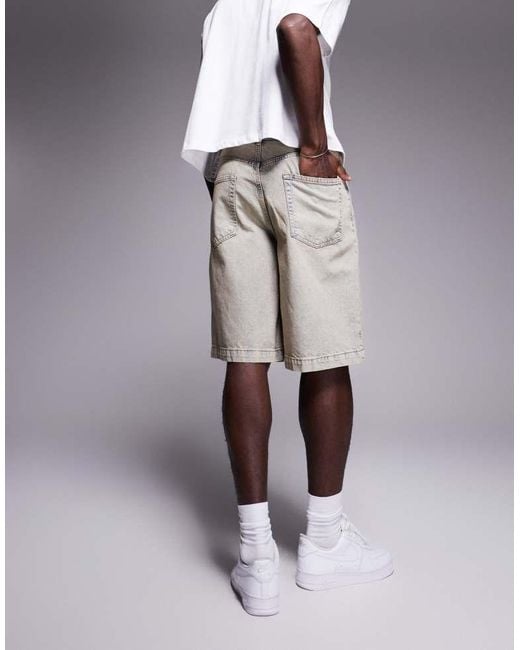 ASOS Gray Long Length Denim Jort for men