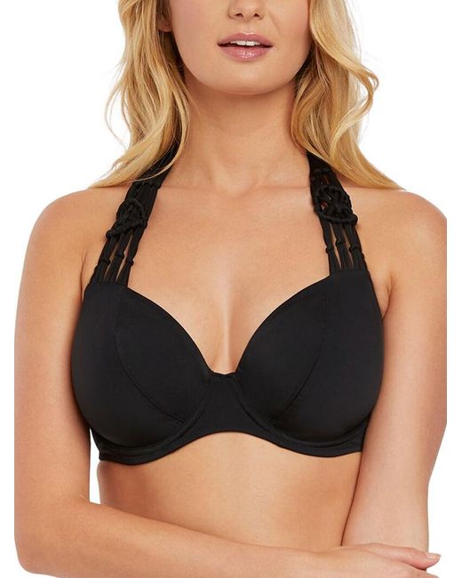 Freya Black Macrame Halterneck Bikini Top