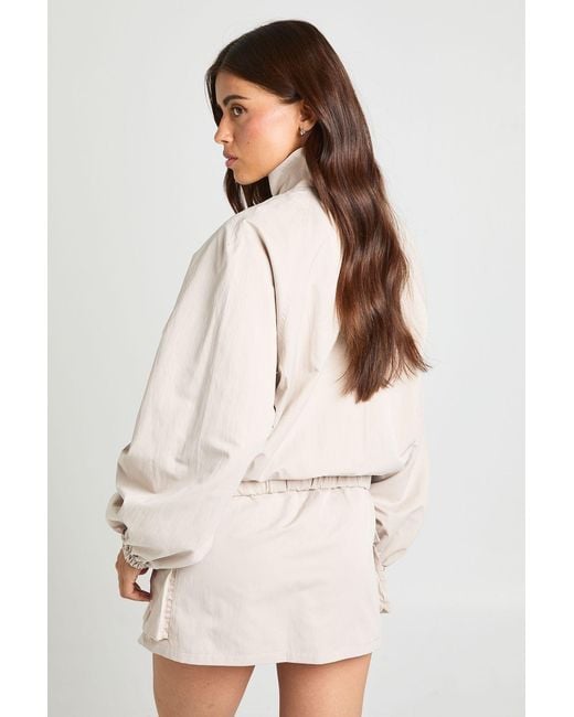 Boohoo Natural Funnel Neck Bomber Jacket