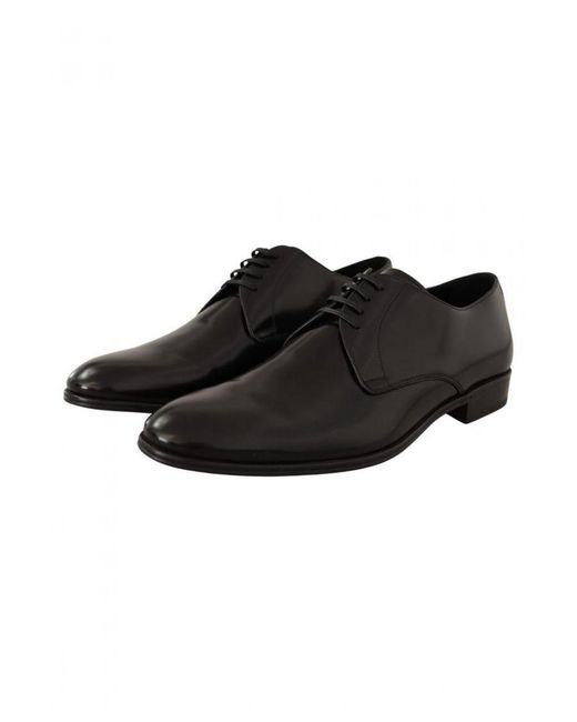 Dolce & Gabbana Black Leather Lace Up Formal Derby Shoes for men