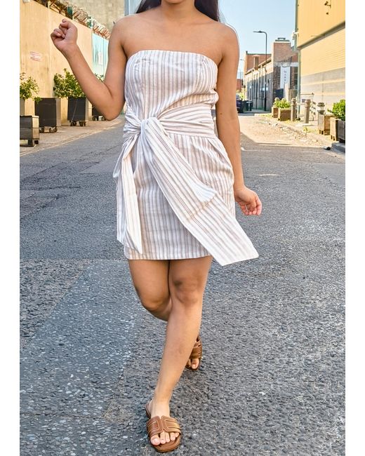 Gini London Gray Bandeau Tie Waist Mini Dress