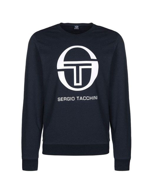 Sergio Tacchini Blue Long Sleeve Crew Neck Ciao Sweaters 38027 200 Cotton for men