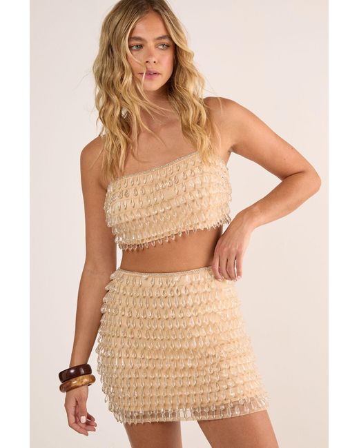 Nasty Gal Natural Droplet Embellished Crop Top