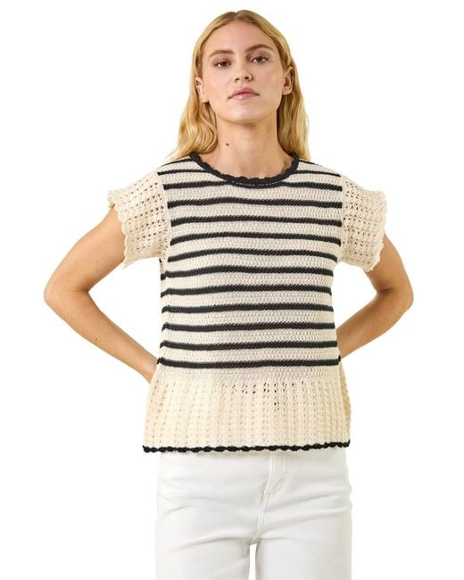 Roman Gray Stripe Knitted Top