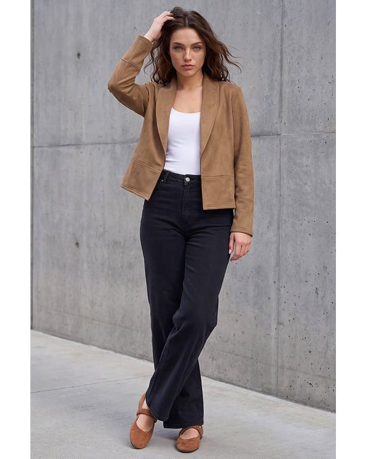 Roman Brown Petite Faux Suede Jacket
