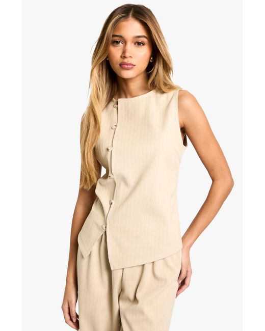 Boohoo Natural Woven Cord Waistcoat