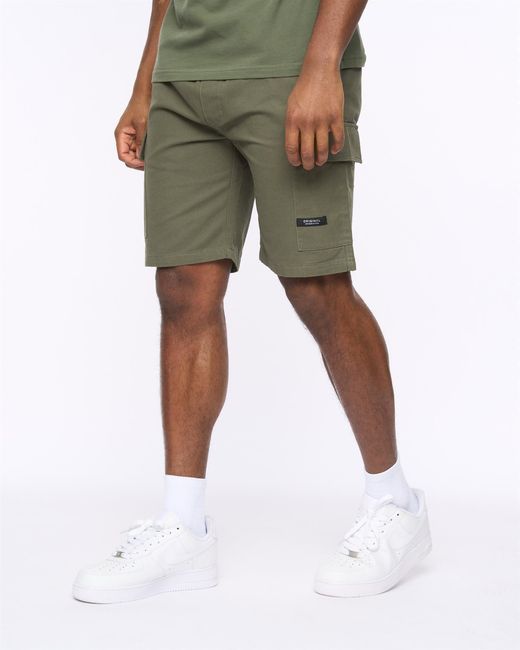 Crosshatch Green Utilate Elastic Waist Cargo Shorts for men