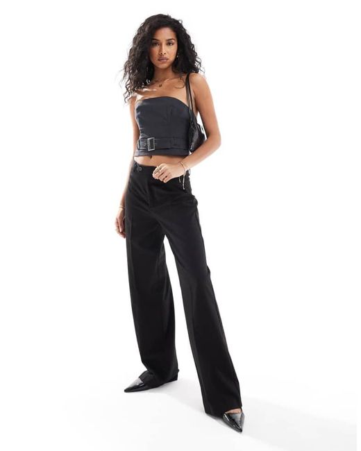 ASOS Black Tailored Bandeau Top With Belt Detail