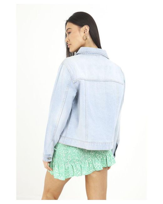 Brave Soul Blue Light 'Blooms' Western Style Denim Jacket