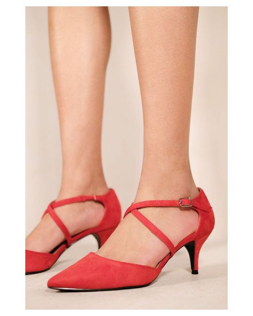 Where's That From Pink 'Kennedi' Low Kitten Heel With Crossover Strap