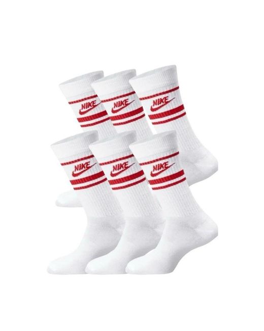 Nike White Sportswear Dri-Fit Everyday Essential Crew Socks 3 Pairs