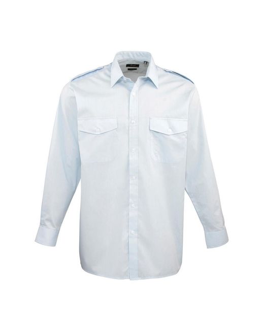 PREMIER Blue Long-Sleeved Pilot Shirt (Light) for men