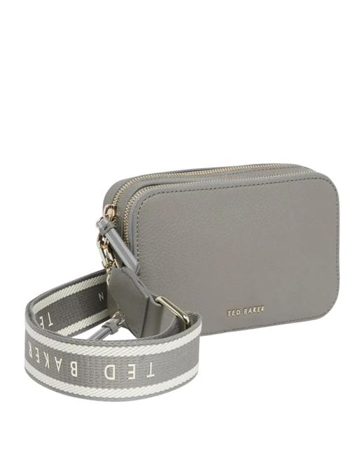 Ted Baker Gray Stunna Mini Webbing Crossbody Bag Leather