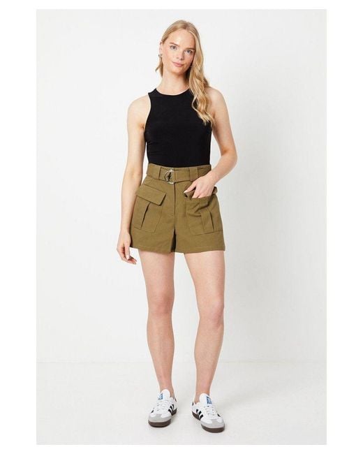 Oasis Green Twill Cargo Pocket Tailored Shorts