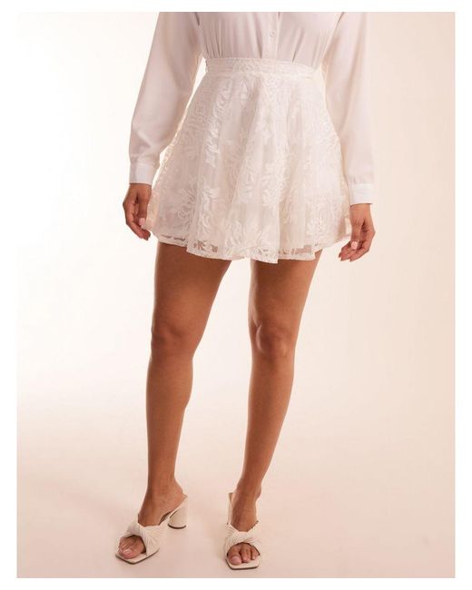 Blue Vanilla Natural Embroidered Mesh Skirt