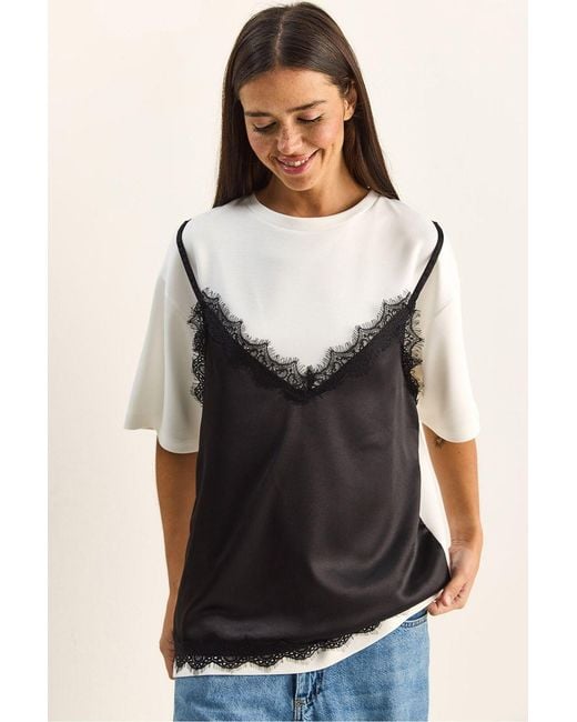 Bianco Lucci Black Elastane T-Shirt
