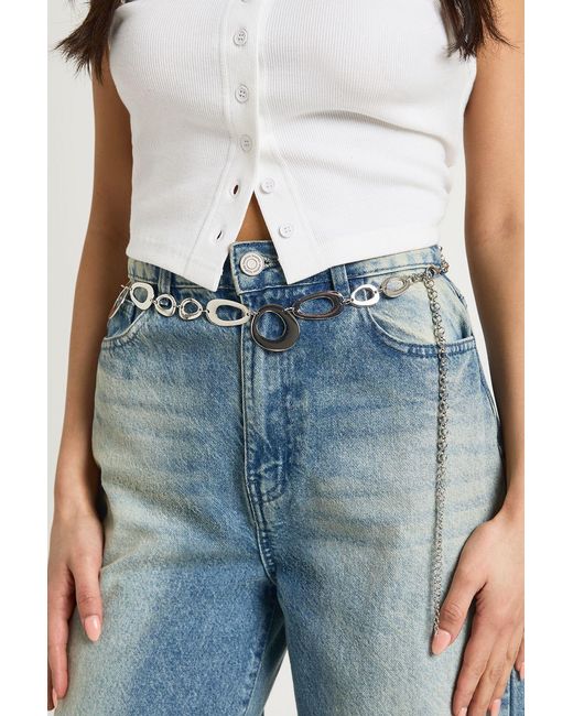 Boohoo Blue Abstract Chain Belt