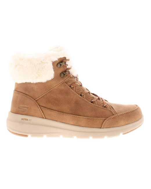 Skechers Brown Ankle Boots On The Go Glacial Zip Chestnut