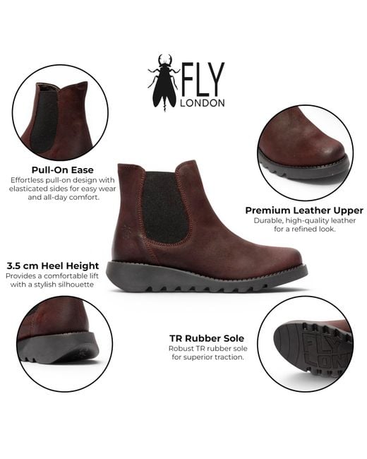 Fly London Brown Chelsea Suede Leather Ankle Boots