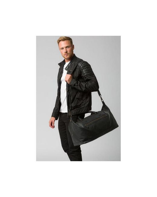 Cultured London Black 'Harbour' Leather Holdall