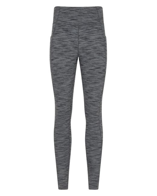 Mountain Warehouse Gray 'Breathe & Balance' High Waisted Leggings With Side Pockets Stretchy Bottoms