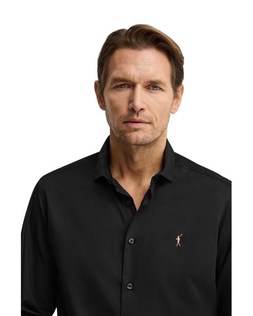 POLO CLUB Black Long Sleeve Slim Fit Shirt Shirt-L-S22 for men