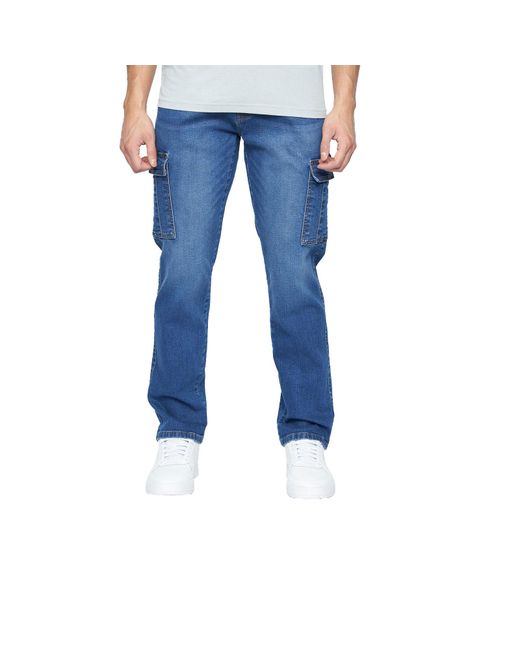 Crosshatch Blue Kremtap Cargo Jeans for men