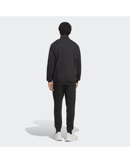 Adidas Black Basic 3-Stripes French Terry Track Suit for men