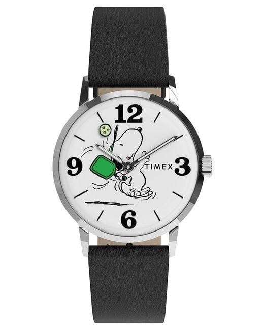 Timex Black Peanuts Marlin Watch Tw2Y50400 Leather
