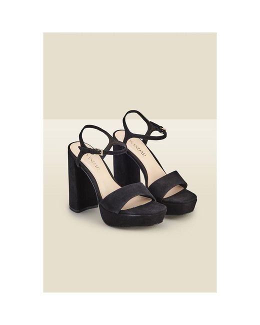Sosandar Natural Arabella Suede Platform With Block Heel
