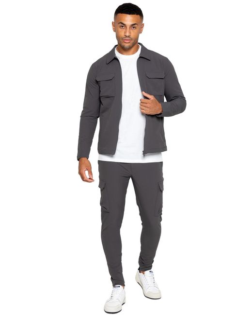 Enzo Herren Cargo Shacket Trainingsanzug Set in Blue für Herren