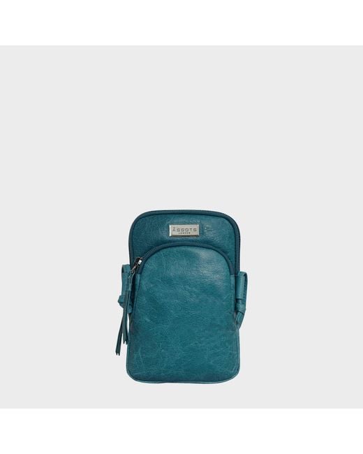 Assots London 'sarah' Ocean Blue Vintage Natural Grain Leather Mini Crossbody Bag
