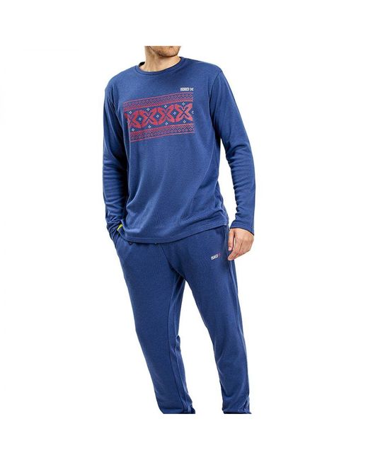 Munich Blue Long Sleeve Winter Pajamas Mudp0250 for men