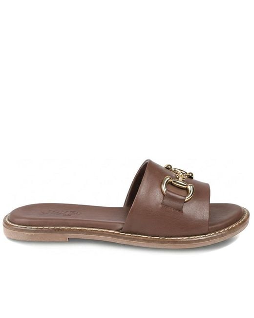 Jones Bootmaker Brown Emillina Leather Buckle Mule Sandals