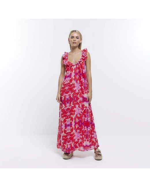 River Island Pink Slip Maxi Dress Petite Floral