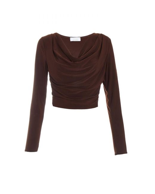 Quiz Brown Ruched Cowl Neck Top