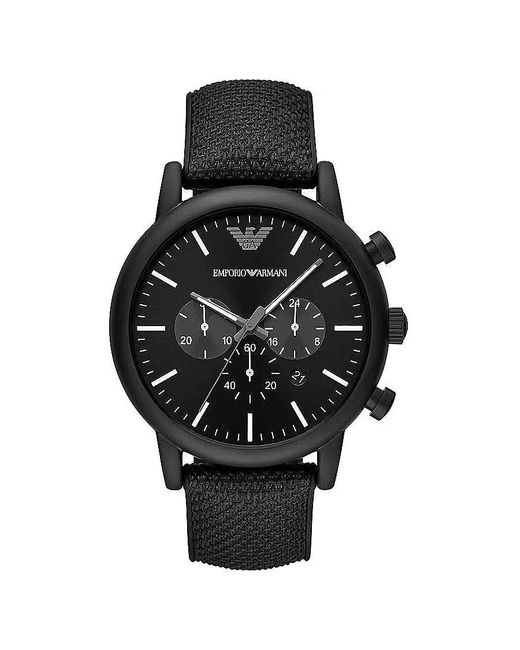 Emporio Armani Black Silicone And Steel Chronograph Watch for men