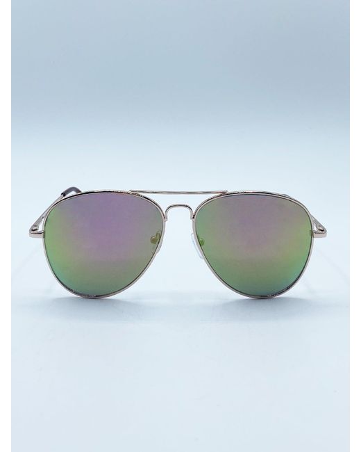 SVNX Blue Frame Aviators With Mirrored Lenses