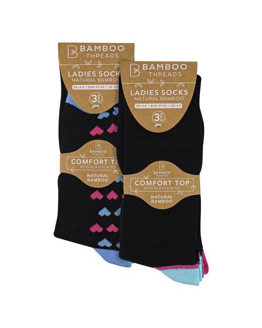 Sock Snob Black 6 Pack Ladies Bamboo Non Elastic Socks Soft Breathable Everyday Comfort