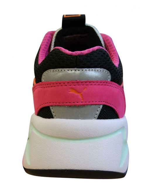 PUMA Black Nova Mesh Leather Lace Up Trainers 369655 01