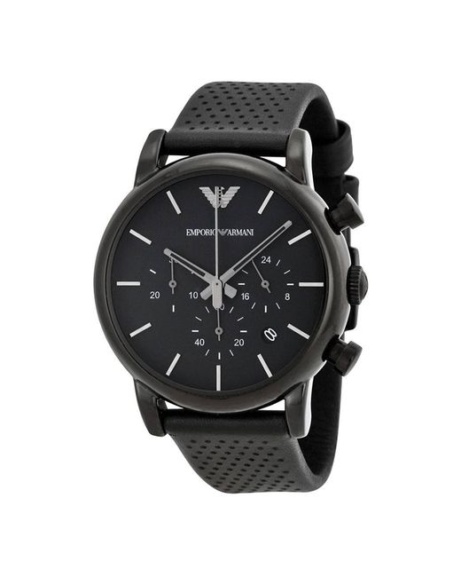 Armani Black Chronograph Leather Watch for men