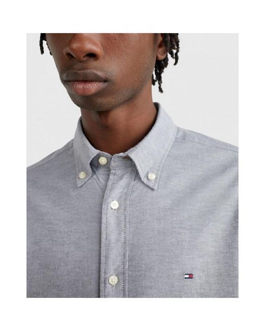Tommy Hilfiger Gray Core 1985 Flex Long Sleeve Oxford Shirt for men