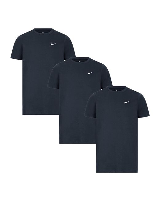 Nike 3-pack T-shirts Met Ronde Hals En Geborduurd Swoosh-logo In Marineblauw in het Blue voor heren