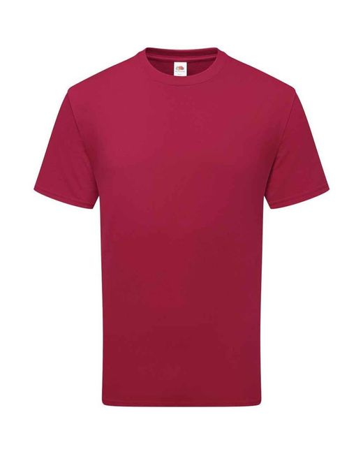 Fruit Of The Loom Red Adult Cotton T-Shirt (Cranberry)