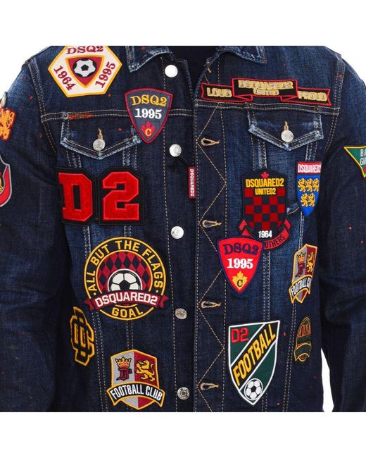DSquared² Blue Denim Jacket With Patches S74Am1079-S30664 for men