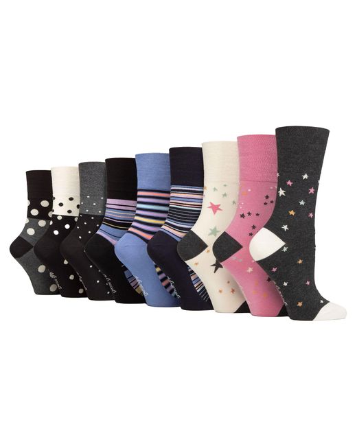 Gentle Grip Black 9 Pack Bamboo Socks Ladies