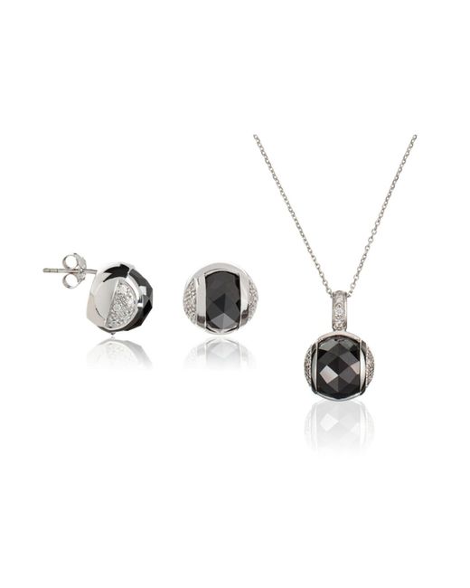 Orphelia Metallic 925 Sterling Set: Chain-Pendant + Earrings