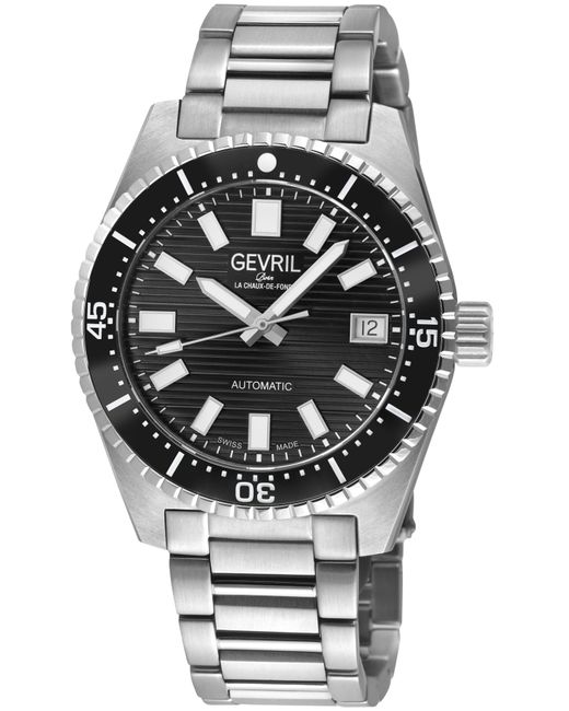 Gevril Gray Atlantic Avenue 316L Stainless Steel Case, Ceramic Bezel, Embossed Dial, Bracelet for men