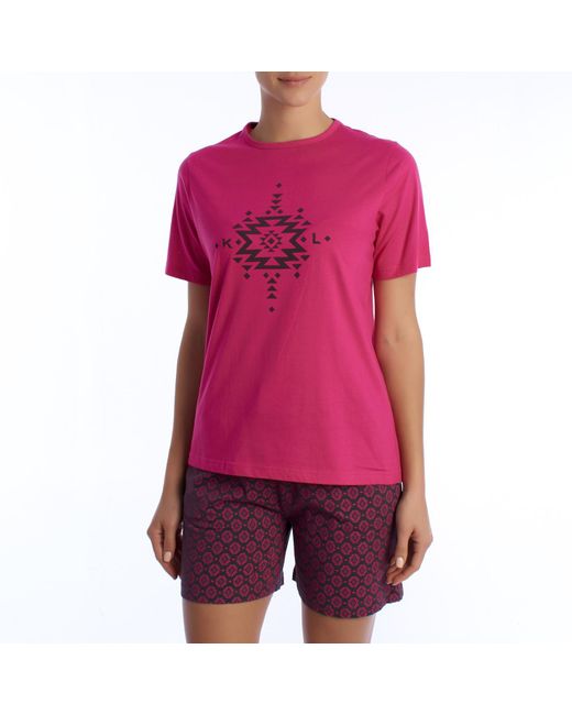Kisses&Love Purple Summer Pajamas 100% Cotton Kl40000 Short-Sleeved T-Shirt And Shorts, Spring-Summer